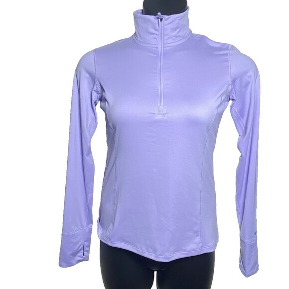 Brooks Womans Size Small Violet Dash 1/2 Zip Mock Neck Top Pocket Thumbholes - Picture 10 of 10